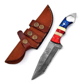 Sentinel Damascus Tanto Skinning Knife – Fixed Blade Tactical Hunting Knife with TX Handle
